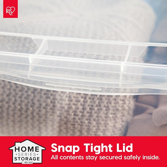 IRIS USA 20-Pack 6 Qt Storage Bins with Lids, Clear, Stackable | Ideal for shoes, crafts, office supplies and pantry items, nestable design, transparent design makes contents easy to find