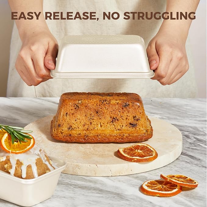3 Pack Nonstick Mini Loaf Pans, 6 x 3.3 x 2 Inch Small Bread Pans for Homemade Bread, Tiny Banana Baking Tins with Diamond Texture, Non-toxic Mini Meatloaf Pans Set, Creamy