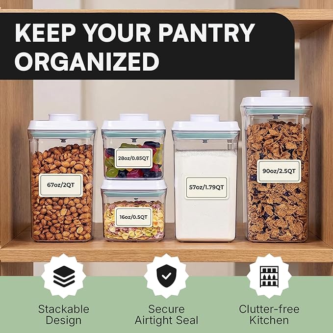 Bop Top Airtight Food Storage Containers | Pop-Top Lid | 3.5 Cups / 28 Oz | kitchen canister set, for flour, sugar, snacks, pasta, baking