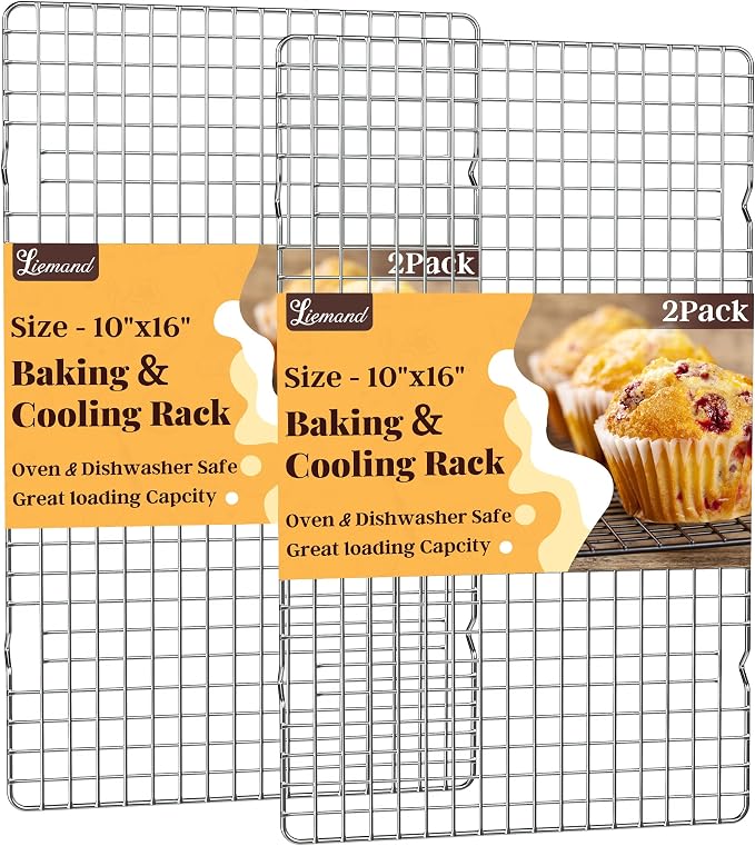 Cooling Racks for Cooking and Baking - 2 PCS 10" x 16" Grid Wire Baking Rack for Oven Cooking, Baking, Grilling, Roasting - Dishwasher Safe Bacon Rack - Fits Half Sheet Cookie Pan