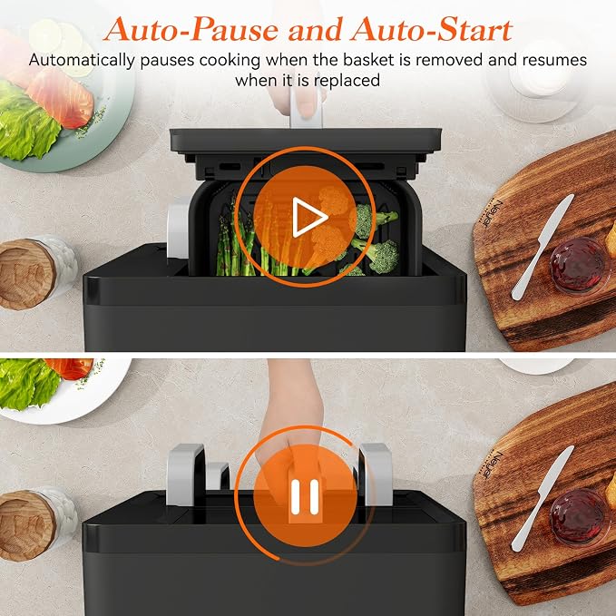 12QT Double Air Fryer with 2 Stacked Racks, Dual Basket Air Fryers | Feeds Up to 10 People, 8-in-1 Presets with Digital Touchscreen to Free DIY, Compact Design, Easy to Clean, Black