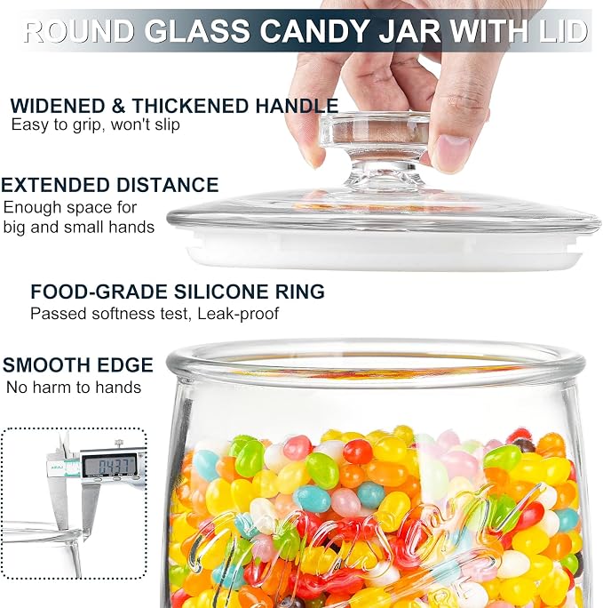 1 Gallon Glass Cookie Jar, Airtight Lid & Wide Mouth Mason Jar | Large Apothecary Jar for Sugar,Candy, Rice, Flour, Dog Treat & Pantry Organization. BPA-free Glass, Leak-proof Seal, Reusable