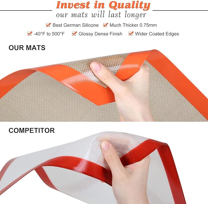 Best German Silicone Baking Mat, Half Sheet Baking Mat for Oven | Non Slip Silicone Baking Sheet, Non Stick Reusable, BPA Free, PFOA Free, Non-toxic, Dishwasher Safe