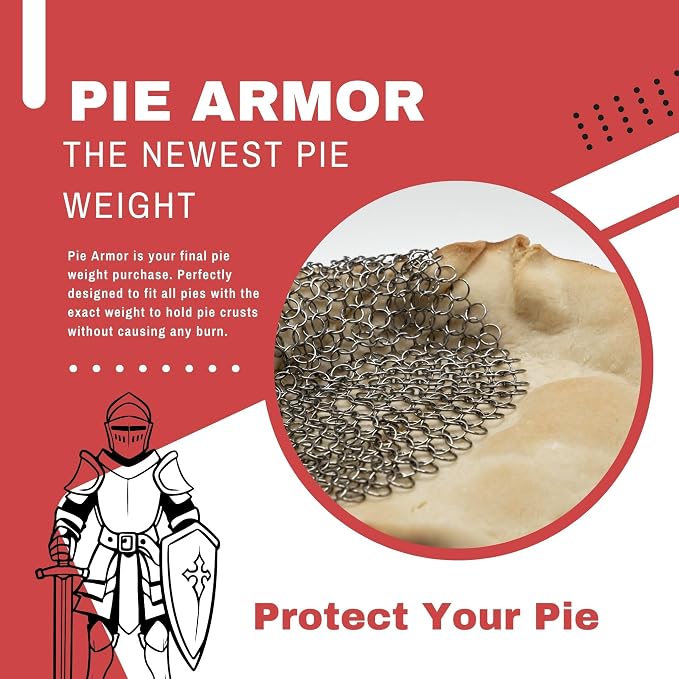Pie Armor, Universal Fit Pie Weight for 7-10 inch Pies, Durable Alternative to Traditional Ceramic Pie Weights, 100% Stainless Steel 304 | Alternative to Ceramic Weights, Durable, Fits 7-10 Inch Pies