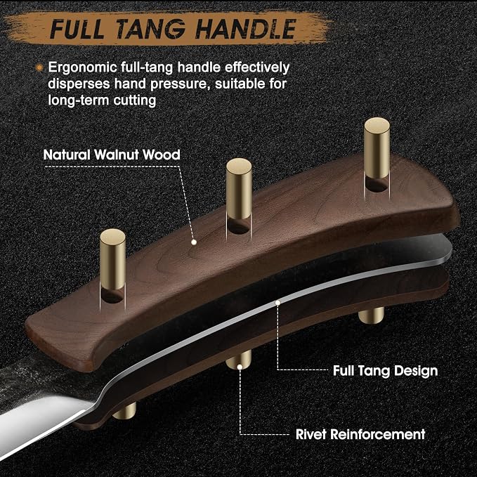 HOSHANHO Steak Knives Set of 6, Sharp 4.5" Non Serrated Steak Knife Set | Hand Forged High Carbon Steel Dinner Steak Knives with Full Tang Wood Handle, Gift with Men