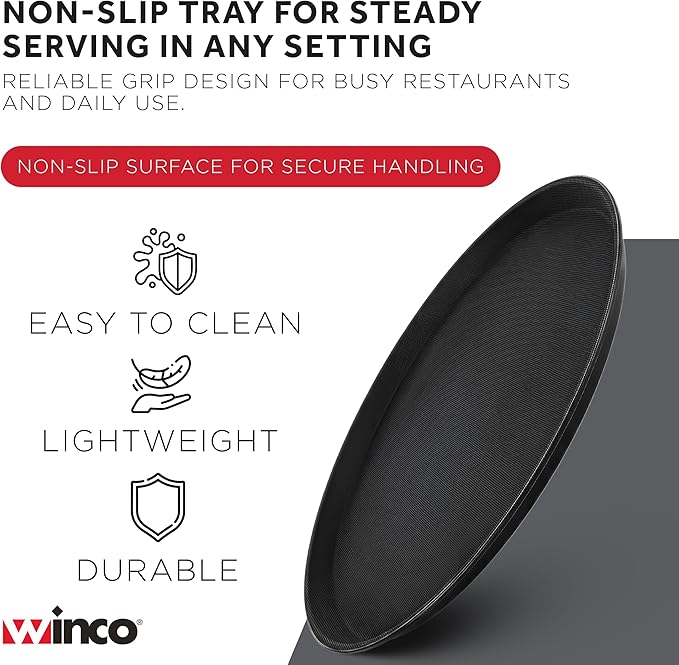 Winco 14" Black Premium Round Fiberglass Glass Tray | Restaurant service, Great for Appetizers, Desserts and Buffet Displays
