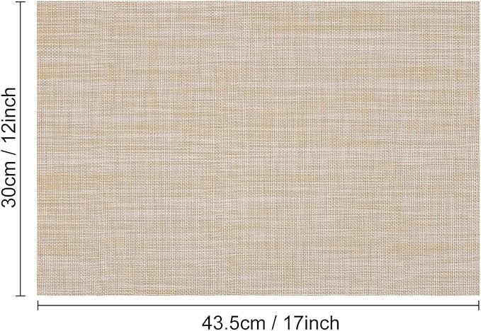 Myir JUN Placemats Set of 10 Kitchen and Dining Table Placemats | Vinyl Placemats Place Mats Indoor/Outdoor Set of 10 Washable Table Mats Non-Slip Place mats for Dining Table, beige