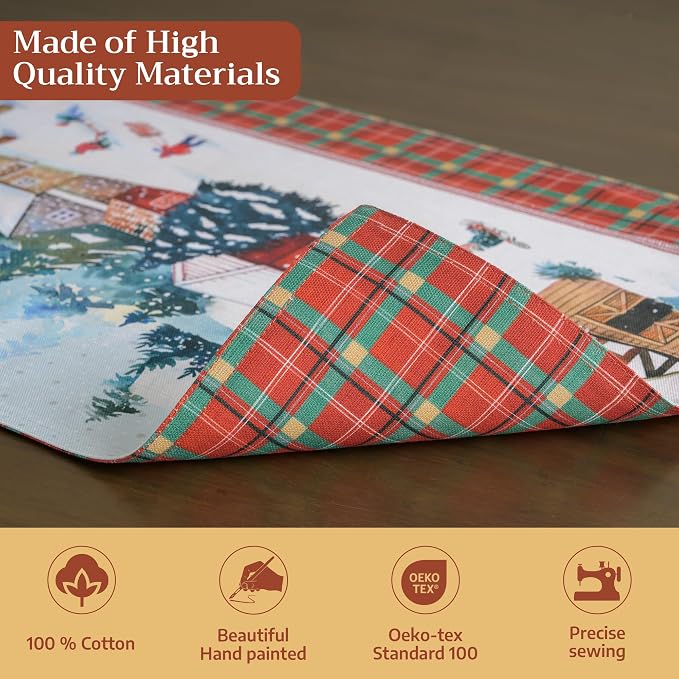 Maison d' Hermine Placemats Set of 4 Reusable 100% Cotton (13"x19") | Cloth Place Mats Washable Table Mats for Kitchen Dining Party Wedding Hotel Home Thanksgiving Christmas - Megeve