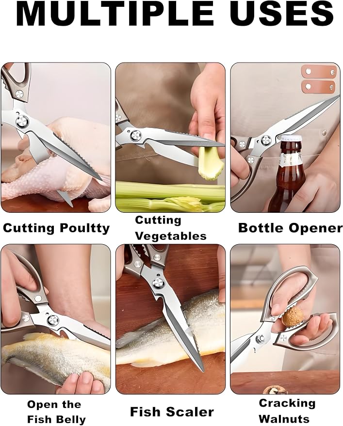 Kitchen Scissors, All Purpose，Ultra Sharp Meat Scissors，Heavy Duty Cooking Scissor，Dishwash Safe Stainless Steel Kitchen Shears for Food, Chicken Bones, Turkey