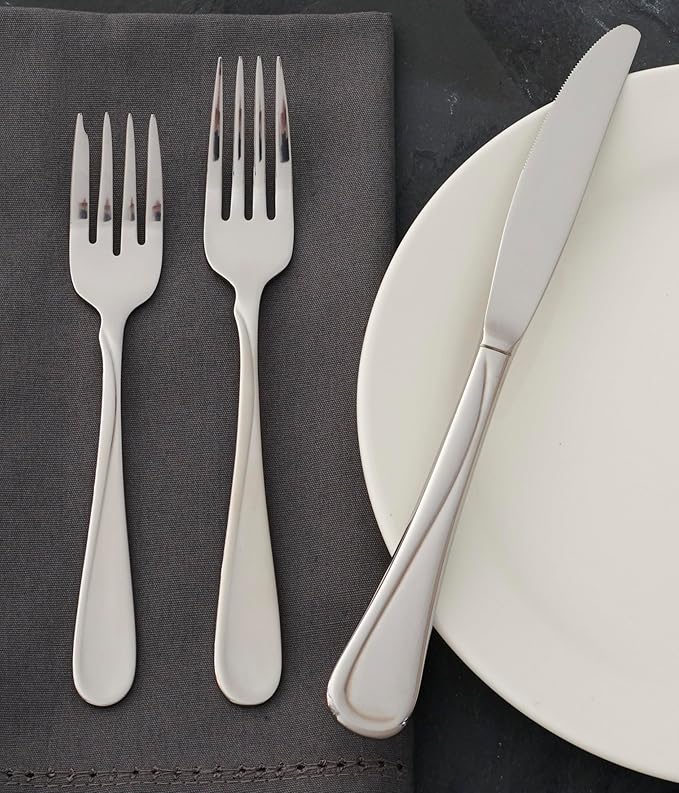Oneida Flight Salad Forks Silverware Set for 4, Flatware | mirror finish | 6.65 inch length | dishwasher safe, cutlery set, utensil set, rust resistant, wedding silverware
