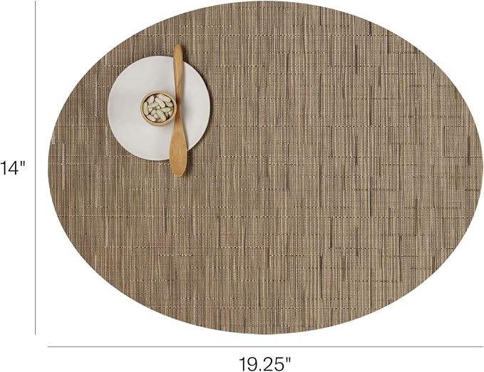 Chilewich Bamboo Placemats Set of 4, Woven Oval Placemats | Reusable, Stain-Resistant, Indoor/Outdoor Tabletop Protection, 19" x 14", Camel
