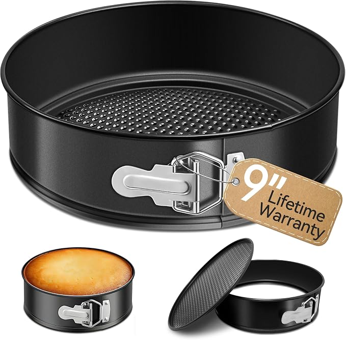USLAl 9 Inch Springform Pan, Nonstick | Removable Bottom for Easy Release & Cleanup, Round Cheesecake Pan for Baking Cakes, Pies and Quiches