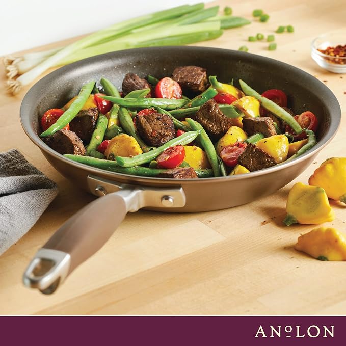 Anolon Advanced Home Hard-Anodized Nonstick Skillet, 10.25-Inch | Premium Non Stick Frying Pan, Oven Safe to 400°F, Durable Everyday Cooking, in Bronze