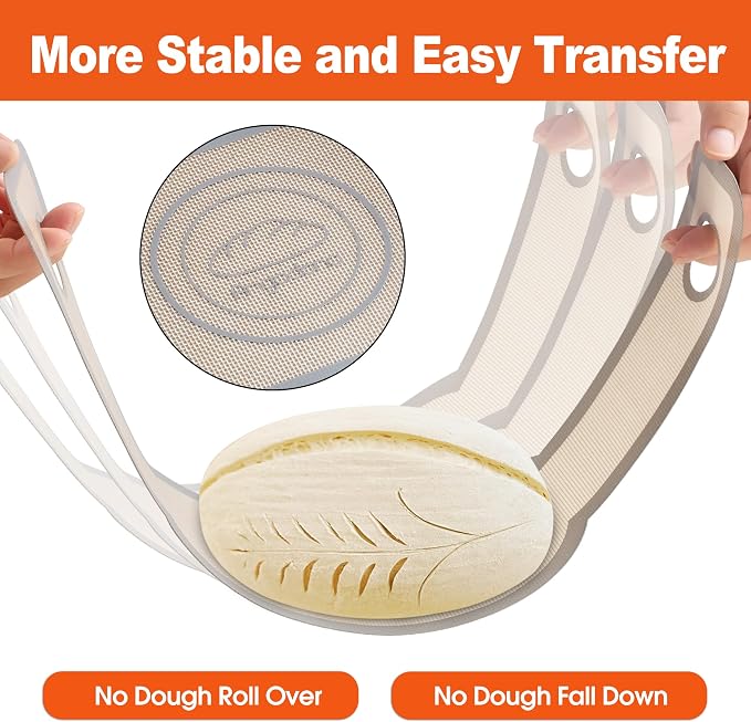 Silicone Bread Sling Oval- Non-Stick & Easy Clean Reusable Oval Silicone Baking Mat for dutch oven. With Long Handles Sourdough Bread Baking mat tools supplier Liner, 2 pcs Gray