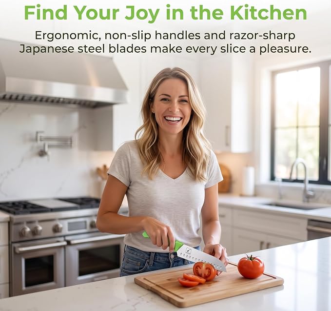 iMarku 14-piece high-carbon stainless steel knife set, dishwasher safe | Ultra-sharp Japanese knife, built-in sharpener, non-slip ergonomic handle, restaurant-grade quality, eco-friendly