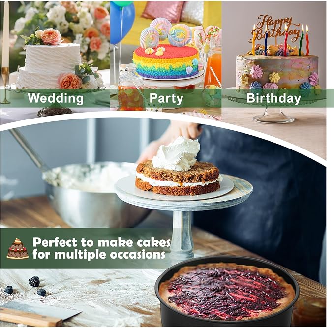 E-far 9.5 Inch Cake Pan, 3PCS Nonstick Stainless Steel Baking Cake Pans | Round Smash Baking Tins Bakeware for Birthday Layer Cake/Cheesecake, Straight Side & Non-Toxic, Leakproof & Easy Clean