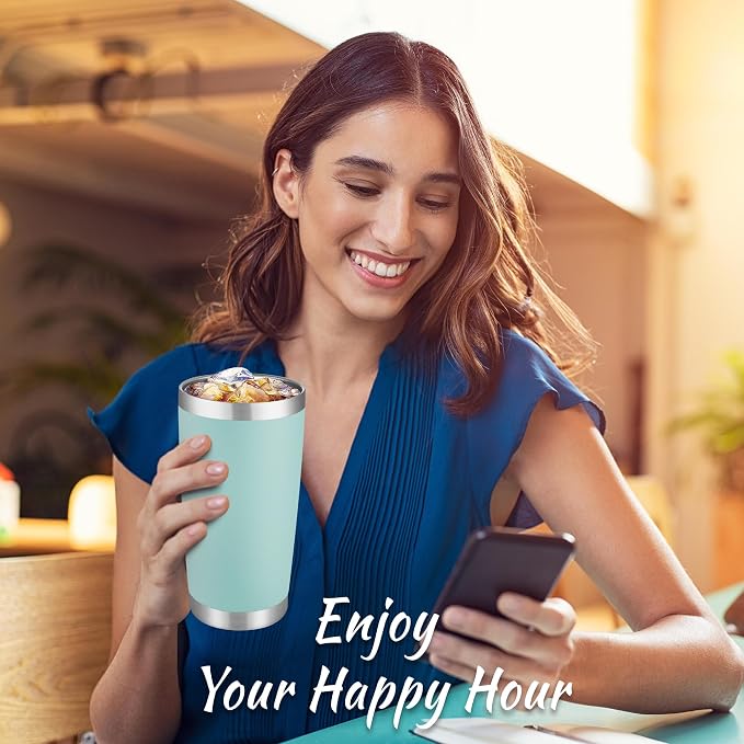 20 oz Tumblers Bulk Stainless Steel Tumbler with Lid, 6 Pack | Turquoise, 20oz Insulated Coffee Mug, Double Wall Vacuum, Powder Coated Cup, for Hot and Cold Drinks