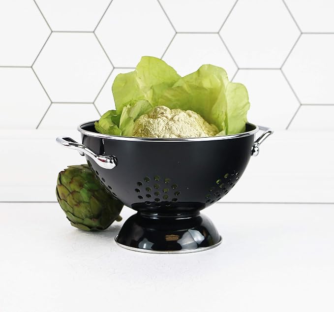 Calypso Basics by Reston Lloyd Powder Coated Enameled Colander, 1.5 Quart, Black