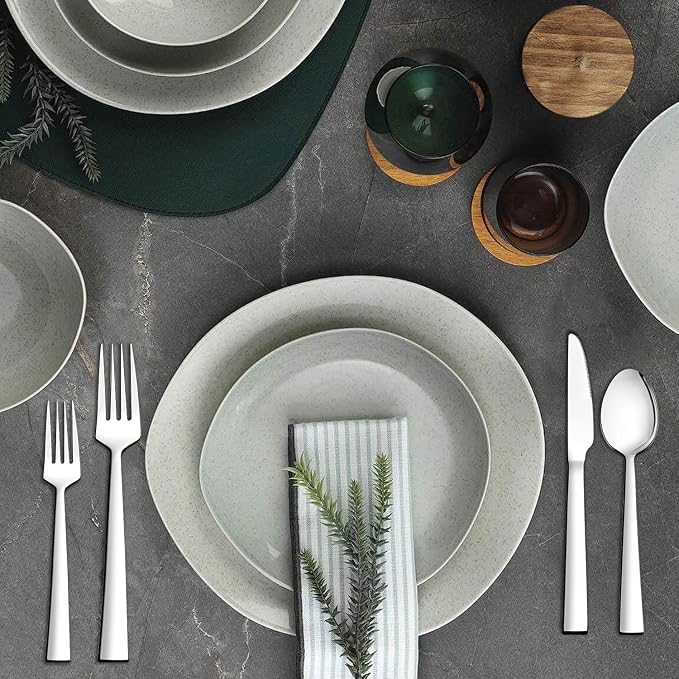 Stainless Steel Cutlery Silverware Set for 4 Eating Utensils Flatware Sets | 21 Pieces Kitchen Silverware Set with Organizer Tray Forks Spoons and Knives Sets Heavy Duty Tableware Set Dishwasher Safe