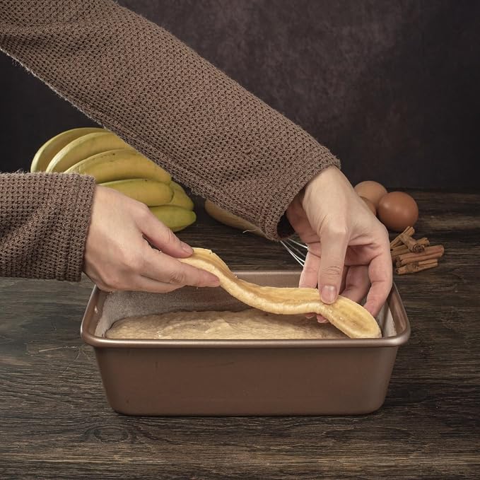5 x 9 inch Nonstick Loaf Pan 1lb for Oven Baking, PFOA & BPA Free | | Non-Toxic - High Carbon Steel - Gold - Banana Bread Mold