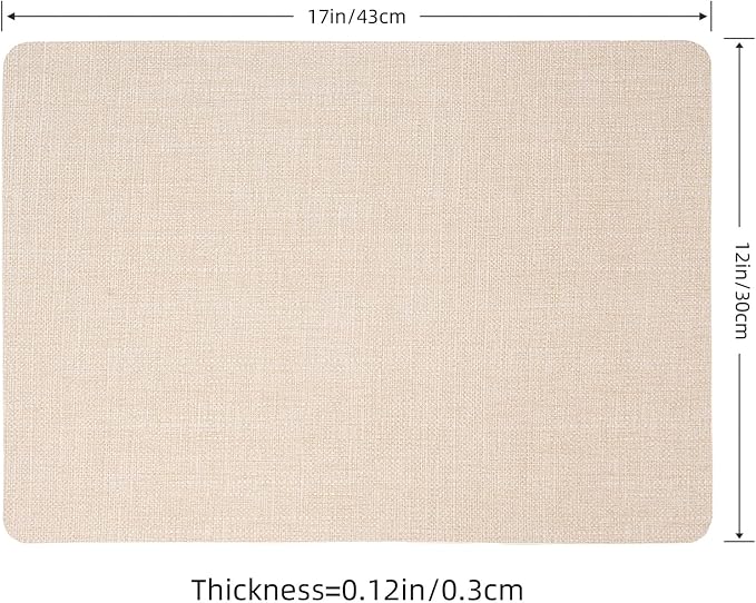 Faux Leather Placemats Set of 6, Wipeable Waterproof Stain Resistant Table Mats, Heat Resistant Thick Placemats with Hand-Painted Edges for Kitchen Dining, Imitative Linen Texture, Various Shapes