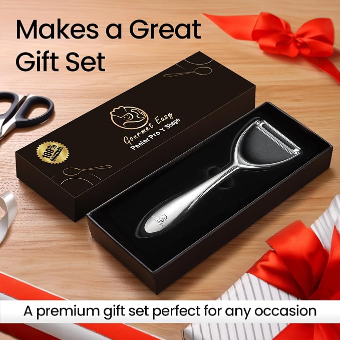 Gourmet Easy Vegetable Peeler Ultra Sharp Stainless Steel Blade (Y Peeler) | Left and Right Hand Compatible, Easy Peel and Slice, Ergonomic Handle, Comfortable Grip, Dishwasher Safe, 5-Year Warranty