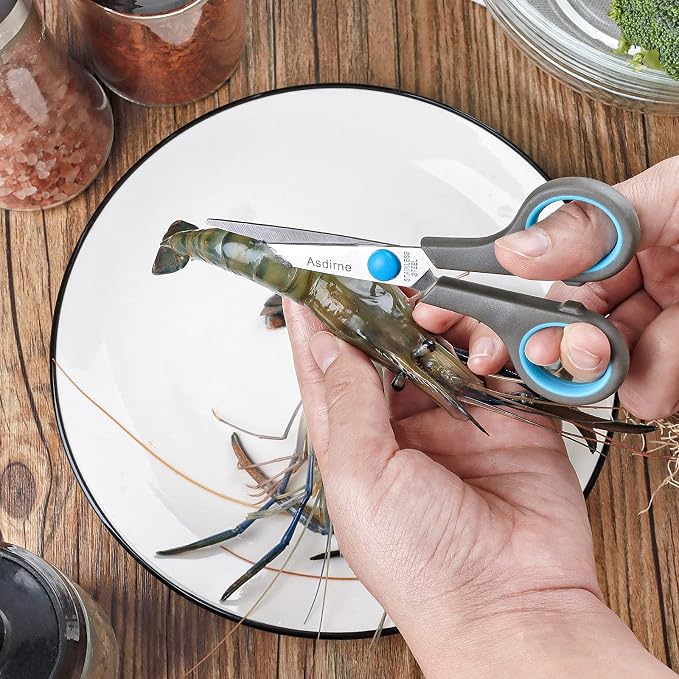Asdirne Premium Kitchen Scissors Set, Kitchen Shears, Food-Grade Stainless Steel Blades, Ergonomic Rubber Handle, Include 1 Poultry Shears and 4 All Purpose Scissors, 9.1”/9.6"/8.5"/6.4"/5.4"