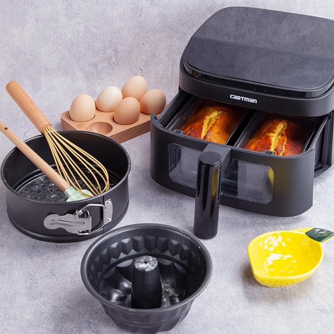 Cartman Air Fryer Pan Set, 4-Piece Nonstick Air Fryer Accessories | Fits Ninja, Chefman, Cosori, Instant Pot, For 4-6 QT Air Fryers, Oven Safe to 450°F, Springform Pan, Bundt Pan, 2 Loaf Pans