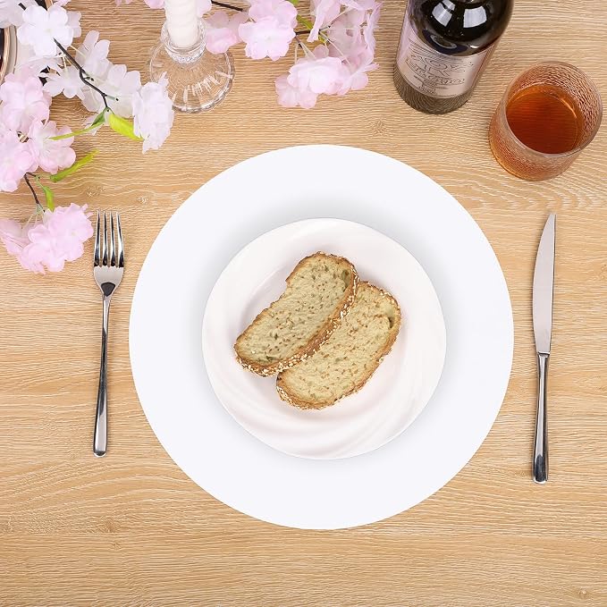 SHACOS 100 PCS Round Paper Placemats 13 inch Disposable Paper Place Mats for Dinner Wedding Birthday Party Festival Table Decoration Indoor Outdoor, White
