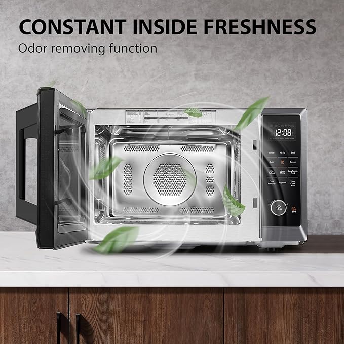 TOSHIBA Air Fryer Combo Microwave, 1.0 Cu.Ft, Black Stainless Steel | 8 in 1 with Convection & Broil, Pro Defrost, 12.4" Turntable