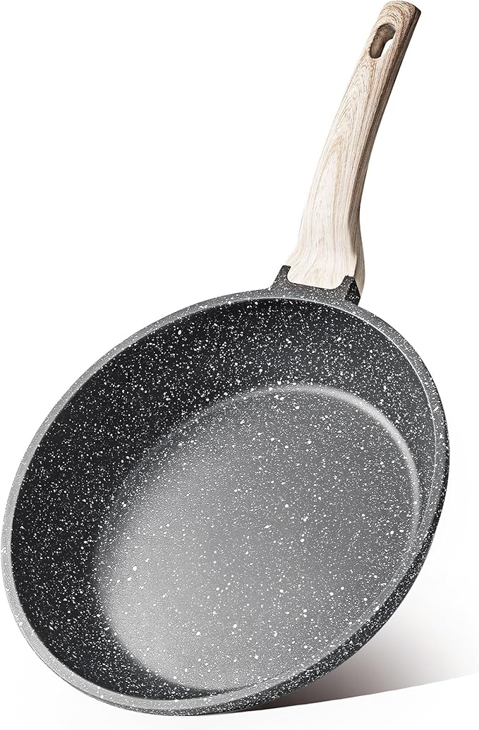CAROTE 10 inch Non Stick Black Frying Pan Skillet, PFOA-Free | Healthy Non Toxic Granite Kitchen Cookware, All Stovetops Compatible Skillet with Heat-Resistant Handle, Easy to Clean