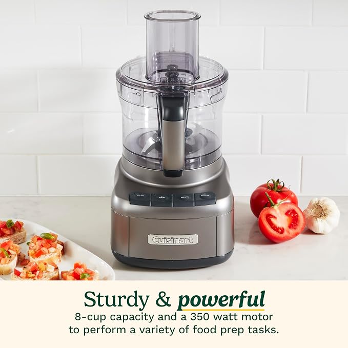 Cuisinart 8 Cup Food Processor, 350-Watt Motor, Gunmetal, FP-8GMP1 | 350W motor