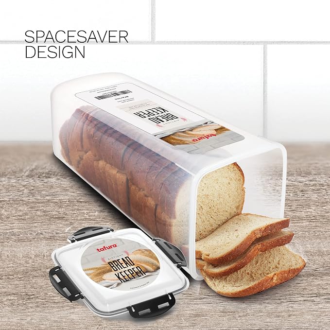 Tafura Bread Containers, 2 Pack, 5 L, Airtight BPA-Free Bread Boxes | Holds homemade loaves, store-bought bread, bagels, baguettes, and other baked favorites.