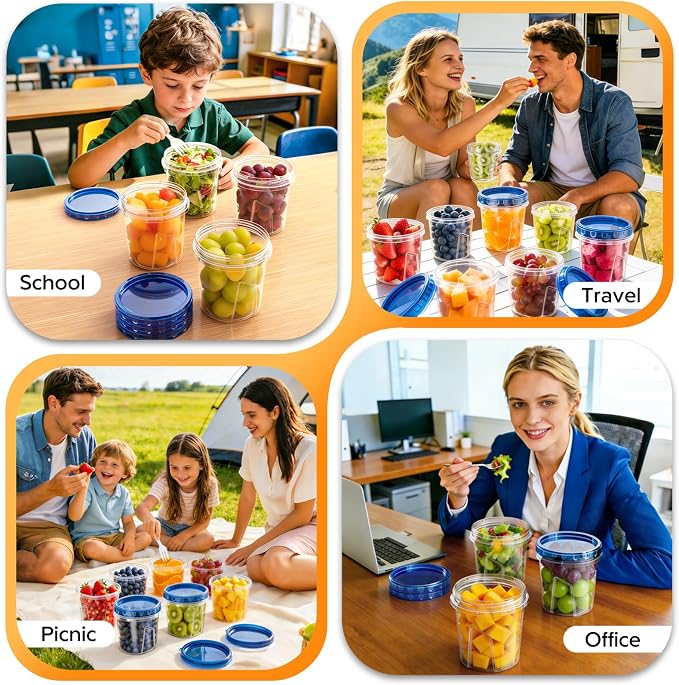 HOMETALL Freezer Storage Containers, [6 Pack- 33/24/17 OZ] Airtight Plastic | Twist Top Lids, Soup, Meal Prep Containers | BPA Free | Stackable | Leakproof | Microwave Safe