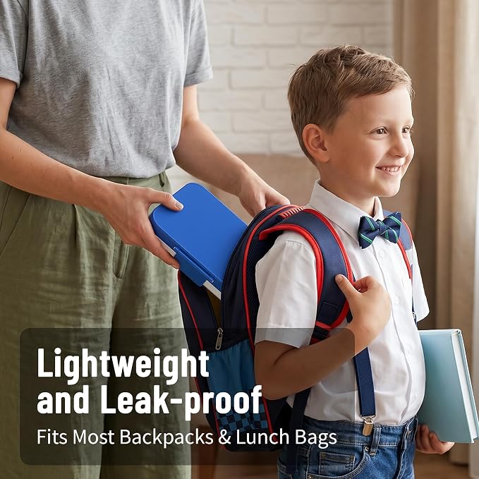 LOHASOK Stainless Steel Lunch Box, 34oz/1000ml, Blue | 3-Compartment, Metal Bento Container, Leak Proof, Plastic Lid, for Kids Adults, BPA/BPS Free, Dishwasher Safe