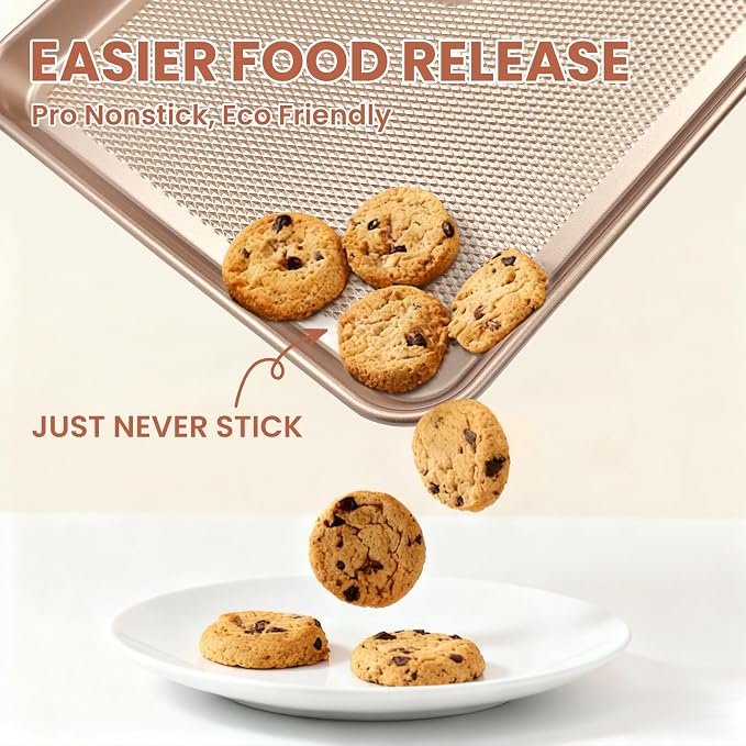 2 Pack Baking Sheets with 2 Wire Racks & 50 Pre-Cut Parchment Papers | Heavy Duty Nonstick Cookie Pans (17.5"x11.8") | Warp-Resistant Oven Roasting Set for Meal Prep & Holiday Gifts