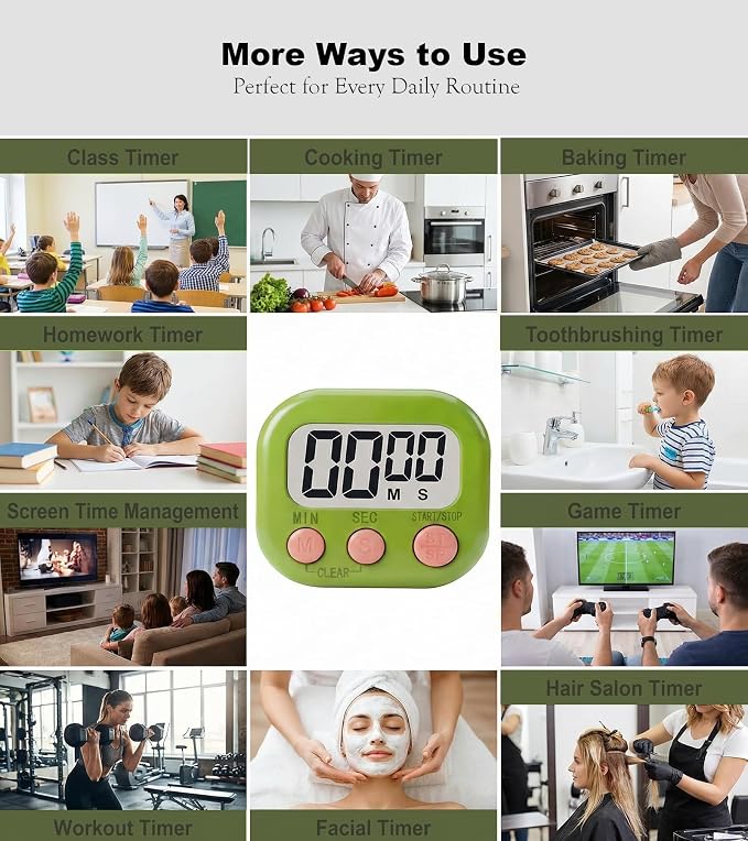 Digital Timer for Classroom Teachers Students, Magnetic Countdown Timer | Easy Timers for Kids Homework Study Kitchen Cooking Gym Game, 6 Pcs