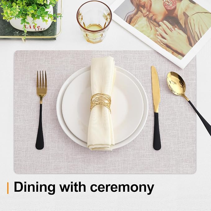Homaxy Cloths Placemats for Dining Table Set of 4, 13" x 19", Beige | Heat Resistant, Washable, Cotton Linen Blend Table Mats, Easy to Clean Place Mats, Indoor Outdoor