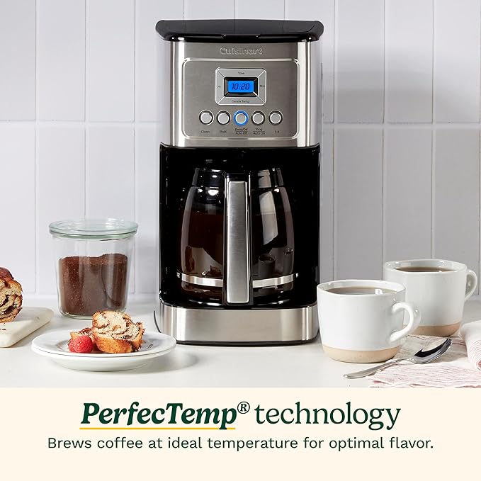 Cuisinart Coffee Maker, Programmable, Stainless Steel, 14-Cup Glass Carafe | PerfecTemp coffee machine with 1-4 cup settings, strength control, auto-off & a reusable gold tone filter, DCC-3200