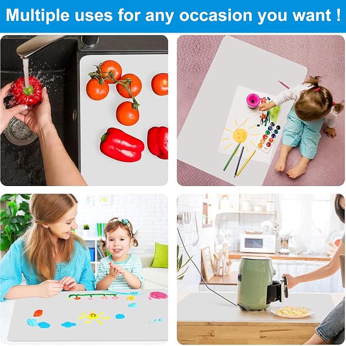 Silicone Mat for Kitchen Counter, 27.5" x 16.5" x 0.08", Translucent | Heat Resistant, Nonslip, Multipurpose Countertop Protector, Shipped Rolled Up