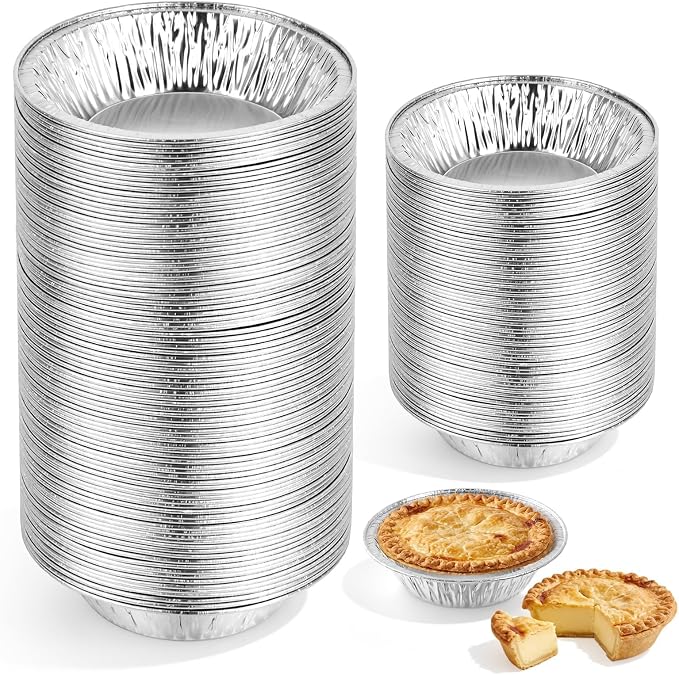 120 Pack Mini Pie Tins, 5 Inch Disposable Aluminum Pie Pans, Foil Pie Pans, Individual Pie Pans perfect for Baking, Small Pie Tins, Freezer & Oven Safe, Easily Stack & Store