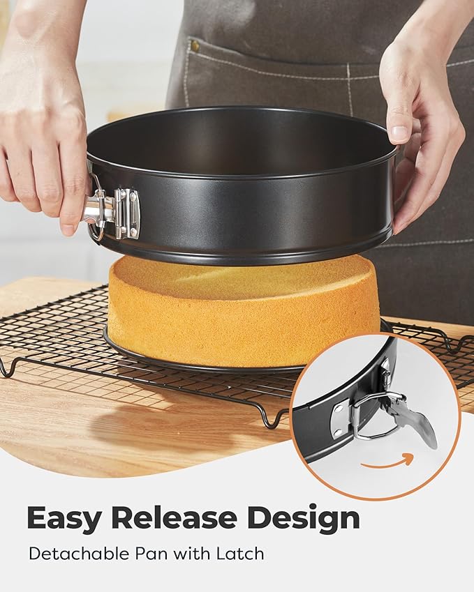 Kootek Cake Pan Set of 3, Springform Pans 4, 7, 9 Inch, 50 Parchment Paper | Carbon Steel, Nonstick Coating, Removable Bottom, Easy Release Baking Pans, Rust-Proof, Oven Safe, Round Cheesecake Pan