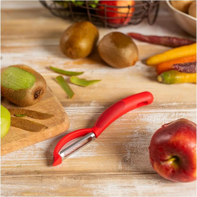 Kuhn Rikon Serrated Piranha “Swivel” Peeler 7.25” Red