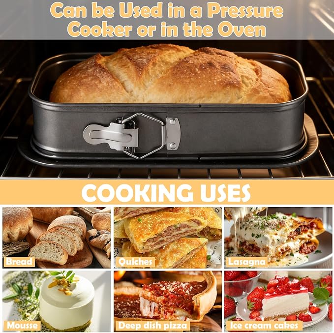 ASelected 2PCS Narrow Oval Springform Pan, 12 Inch Black Gray Non-Stick Springform Cake Pans with Removable Bottom for Cheesecake, Terrine, Tiramisu, Bread Loaf, Baking