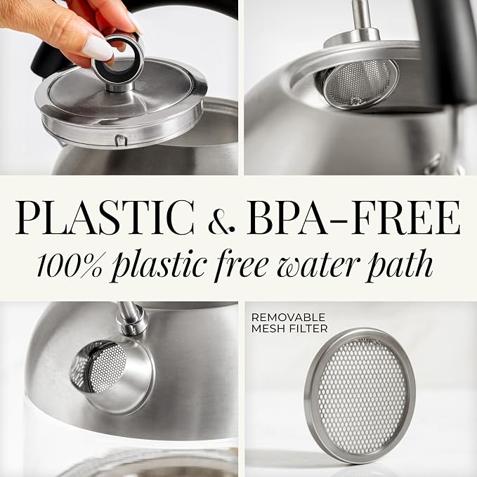 Styled Settings Glass Electric Kettle with Temperature Control, Silver | BPA and Plastic Free Electric Kettle with Keep Warm Function, Borosilicate Glass - Fast 1500W Hot Water Boiler, Auto Shut-Off