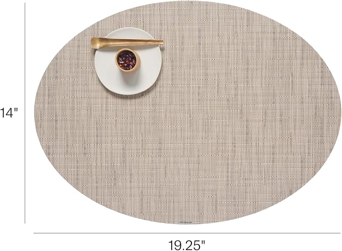 Chilewich Bamboo Placemats Set of 4, Woven Oval Placemats | Reusable, Stain-Resistant, Indoor/Outdoor Tabletop Protection, 19" x 14", Oat