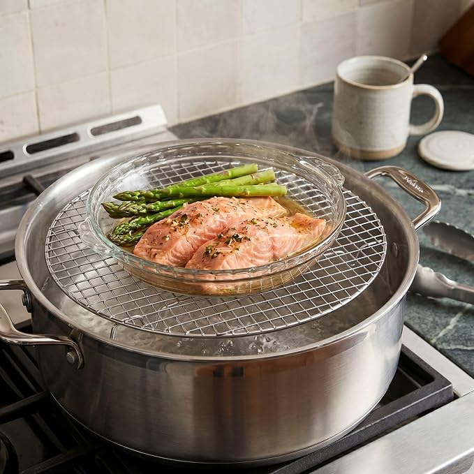 TrueCraftware- 17-3/4” Round Steamer Rack/Cooling Rack Nickel Plated- Steamer Insert for Veggie Fish Seafood Cooking for Cooling Steaming Baking Cooking Lifting Food in Pots Cake Pan Pressure Cooker