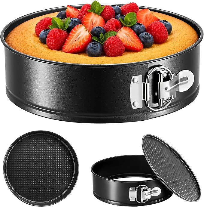 9 Inch Nonstick Springform Cheesecake Pan with Removable Bottom | Round Cheese Cake Pans for Baking, Spring Form Pan for Cheesecake, Easy Release Baking Mold, Carbon Steel