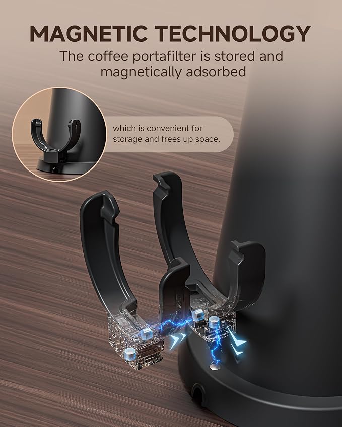 AMZCHEF 75-Setting Single Dose Coffee Grinder, 40mm Burr, <0.2g Retention | Anti-Static, Quiet DC Motor, 5-60s Timer, Magnetic Outlet, Vacuum Storage, LED Light, Espresso, Pour-Over & French Press