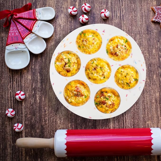 SHEbaking Egg Bites Silicone Mold 7 Cups Egg Bite Mold Non-Stick Air Fryer Egg Mold Muffin Pan for Baking Egg Bite Maker for Mini Muffins, Tart, Mini Cupcake BPA Free